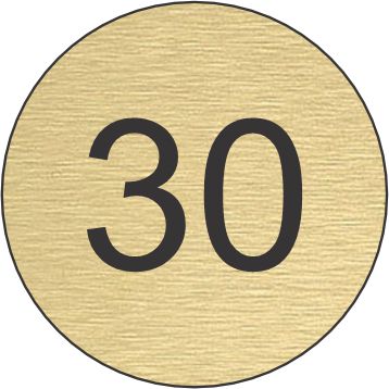 Brass Effect Self Adhesive Table Numbers 30mm